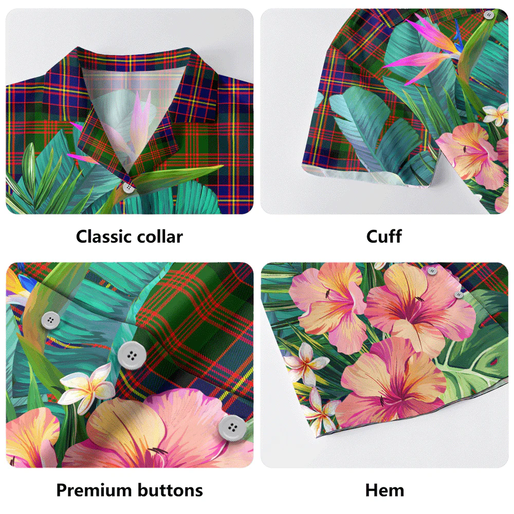 Scottish Cochrane Modern Clan Badge Tartan Hawaiian Shirt Bouquet Tropical Style - Image 5