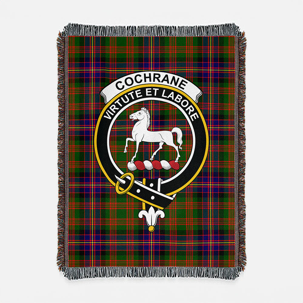 Scottish Cochrane Modern Clan Badge Tartan Woven Blanket - Image 2