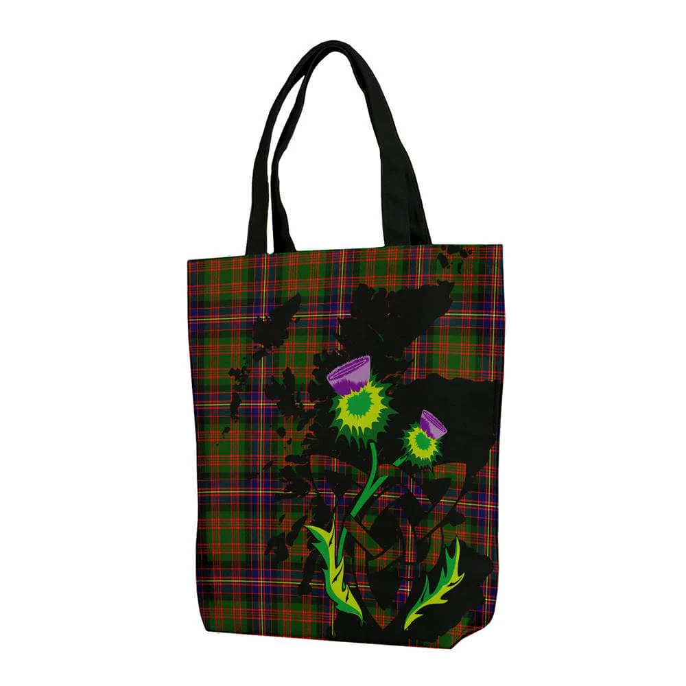 Scottish Cochrane Modern Tartan Canvas Bag With Shoulder Strap With Thistle