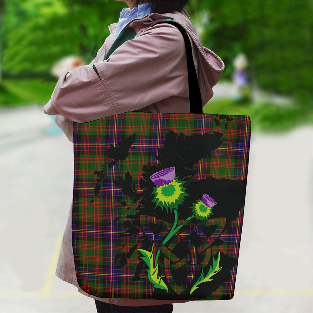 Scottish Cochrane Modern Tartan Canvas Bag With Shoulder Strap With Thistle - Image 2