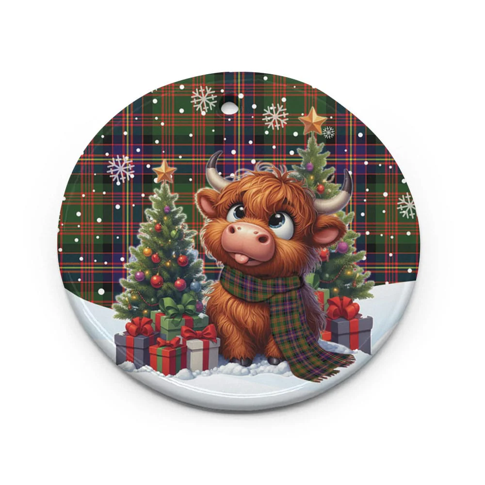 Scottish Cochrane Modern Tartan Ceramic Ornament Cute Highland Cow Christmas - Image 2