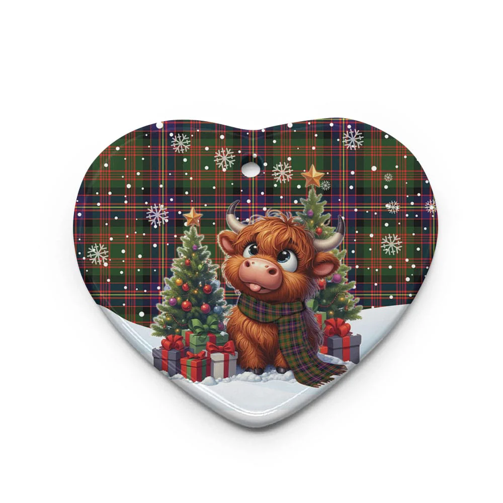 Scottish Cochrane Modern Tartan Ceramic Ornament Cute Highland Cow Christmas - Image 3