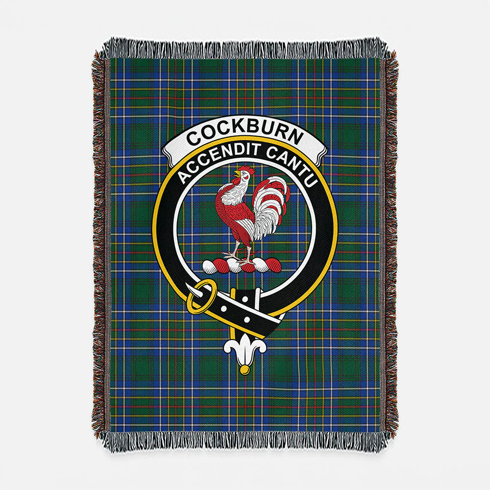 Scottish Cockburn Ancient Clan Badge Tartan Woven Blanket - Image 2