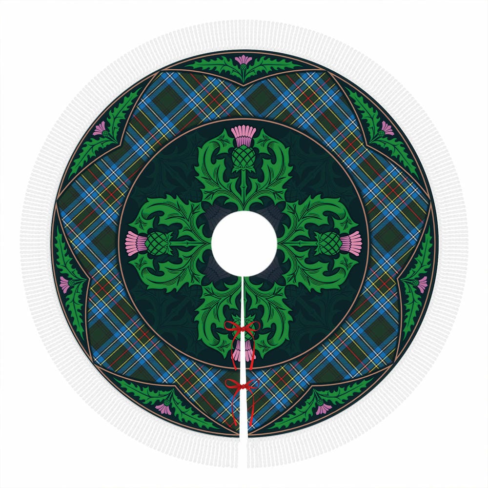 Scottish Cockburn Modern Tartan Christmas Tree Skirt Old Scottish Thistle Flower - Image 4