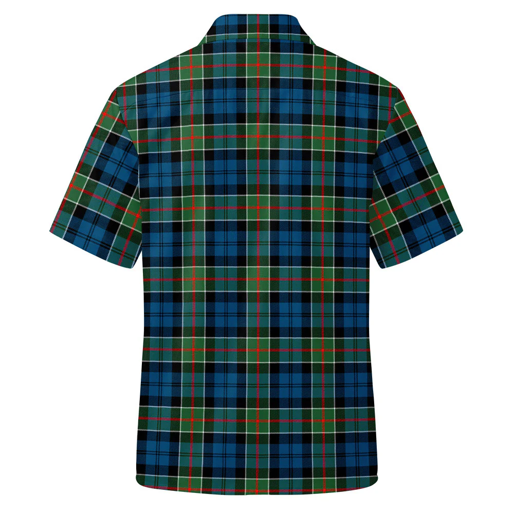 Scottish Colquhoun Ancient Clan Badge Tartan Short Sleeve Work Shirt - Image 3