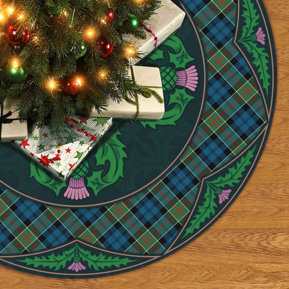Scottish Colquhoun Ancient Tartan Christmas Tree Skirt Old Scottish Thistle Flower - Image 2
