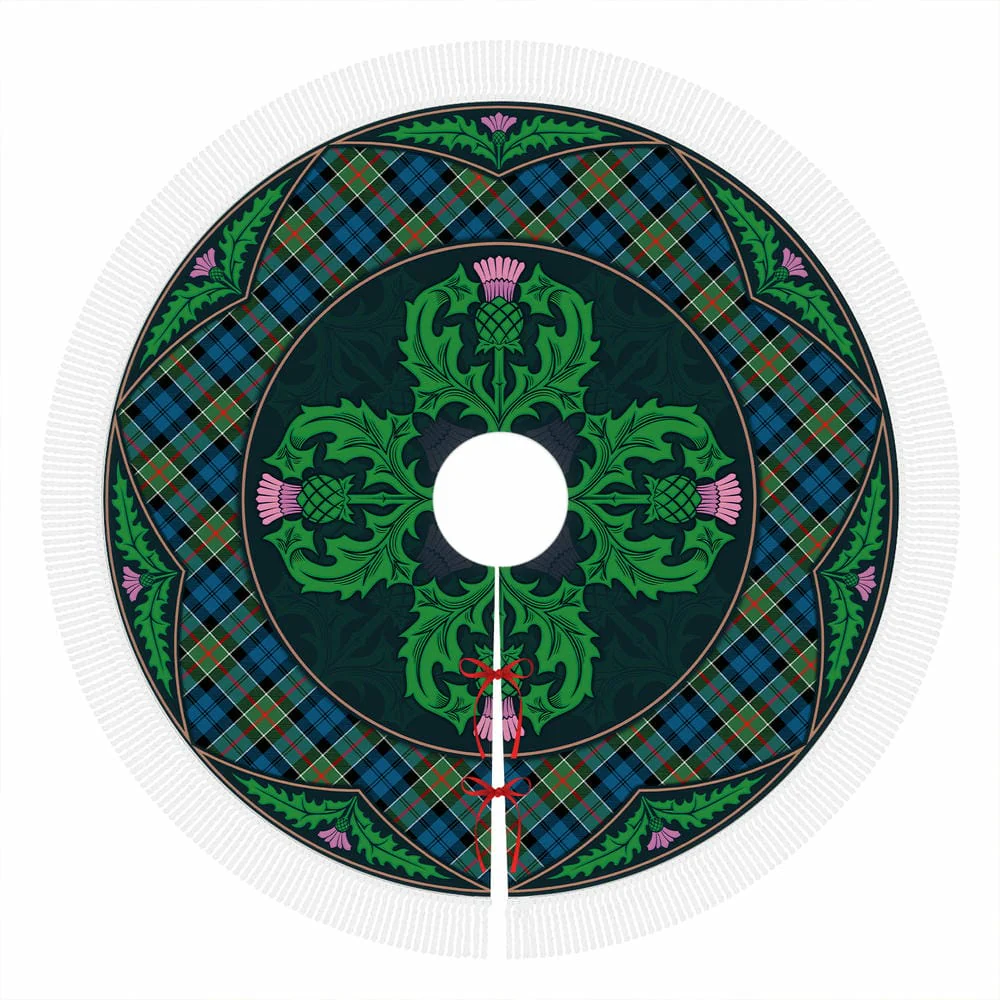 Scottish Colquhoun Ancient Tartan Christmas Tree Skirt Old Scottish Thistle Flower - Image 4