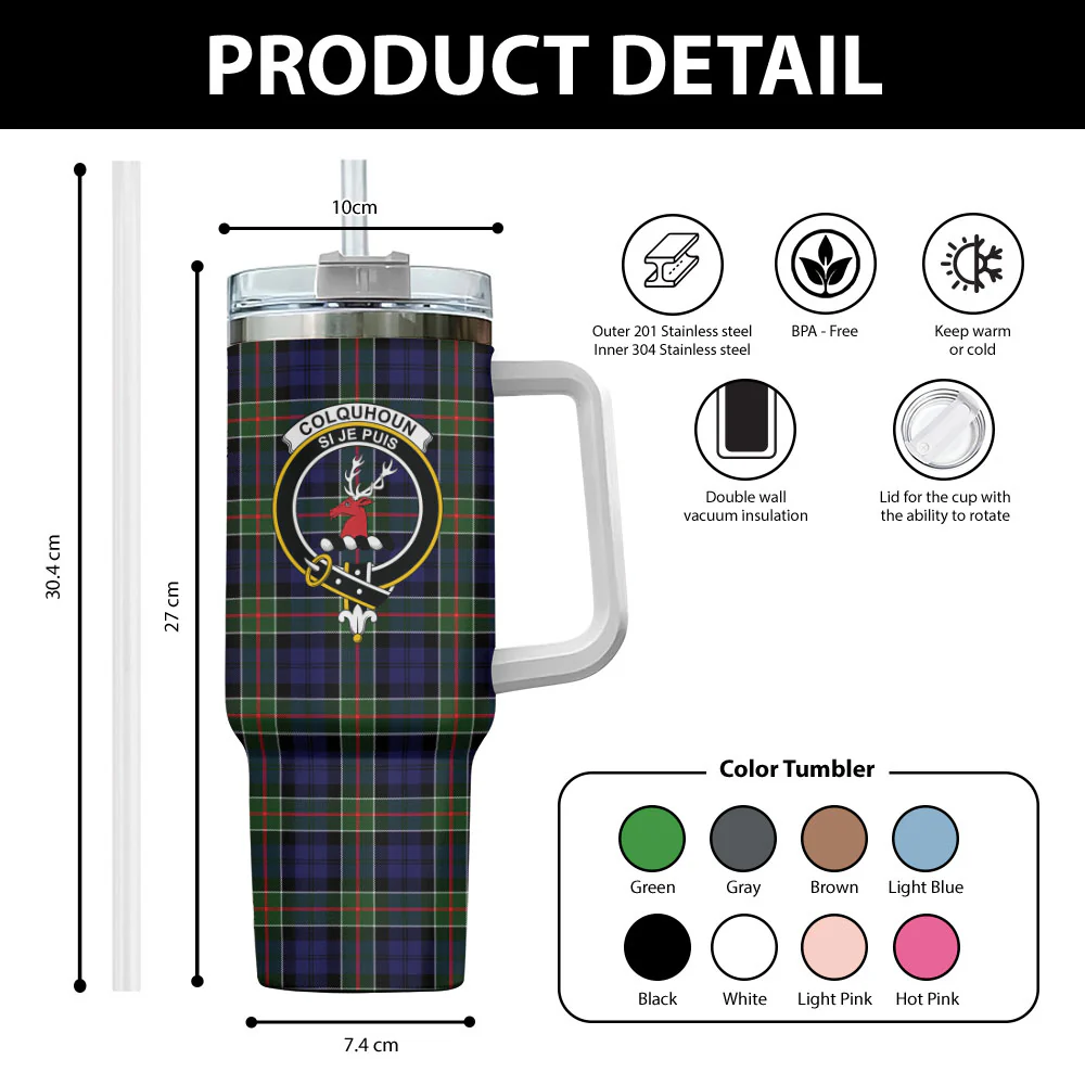 Scottish Colquhoun Modern Clan Badge Tartan 40oz Tumbler - Image 2