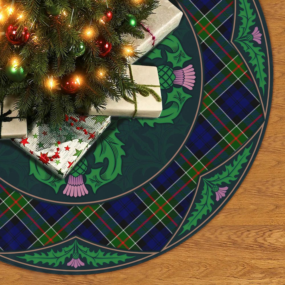 Scottish Colquhoun Modern Tartan Christmas Tree Skirt Old Scottish Thistle Flower - Image 2