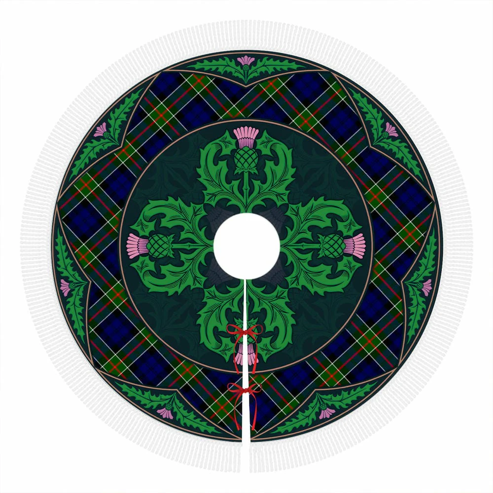 Scottish Colquhoun Modern Tartan Christmas Tree Skirt Old Scottish Thistle Flower - Image 4