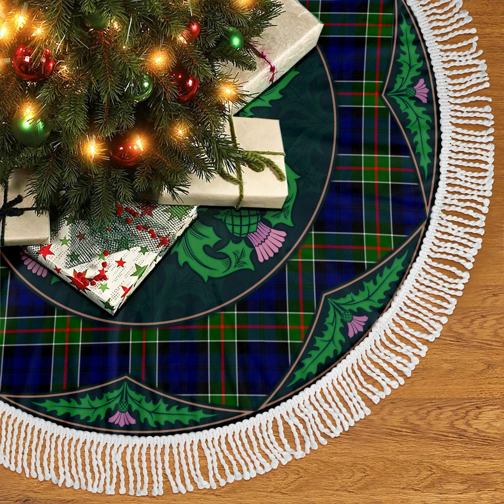 Scottish Colquhoun Modern Tartan Christmas Tree Skirt Old Scottish Thistle Flower - Image 5