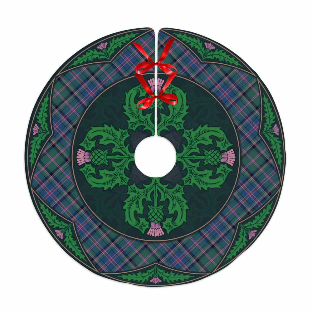 Scottish Cooper Ancient Tartan Christmas Tree Skirt Old Scottish Thistle Flower