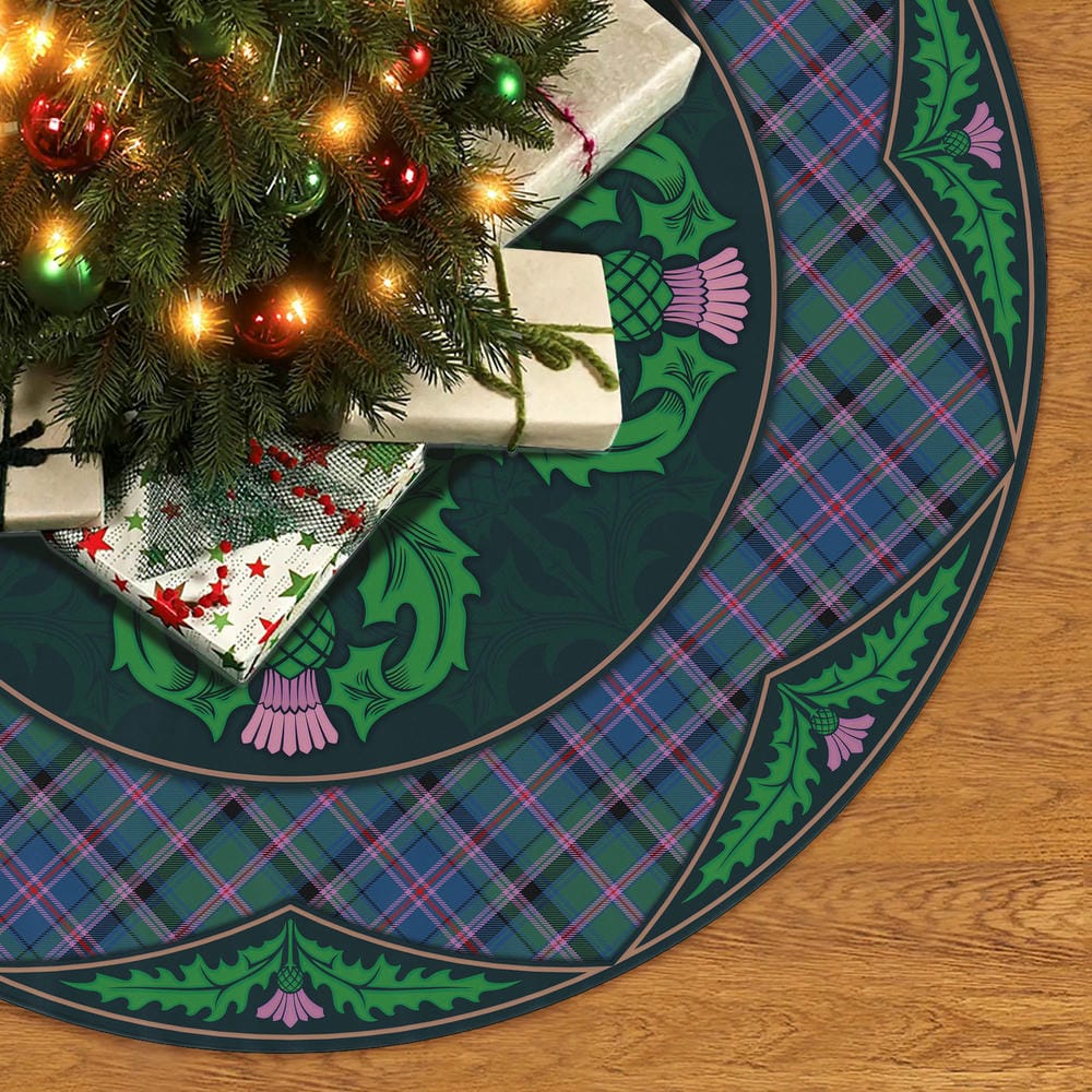Scottish Cooper Ancient Tartan Christmas Tree Skirt Old Scottish Thistle Flower - Image 2