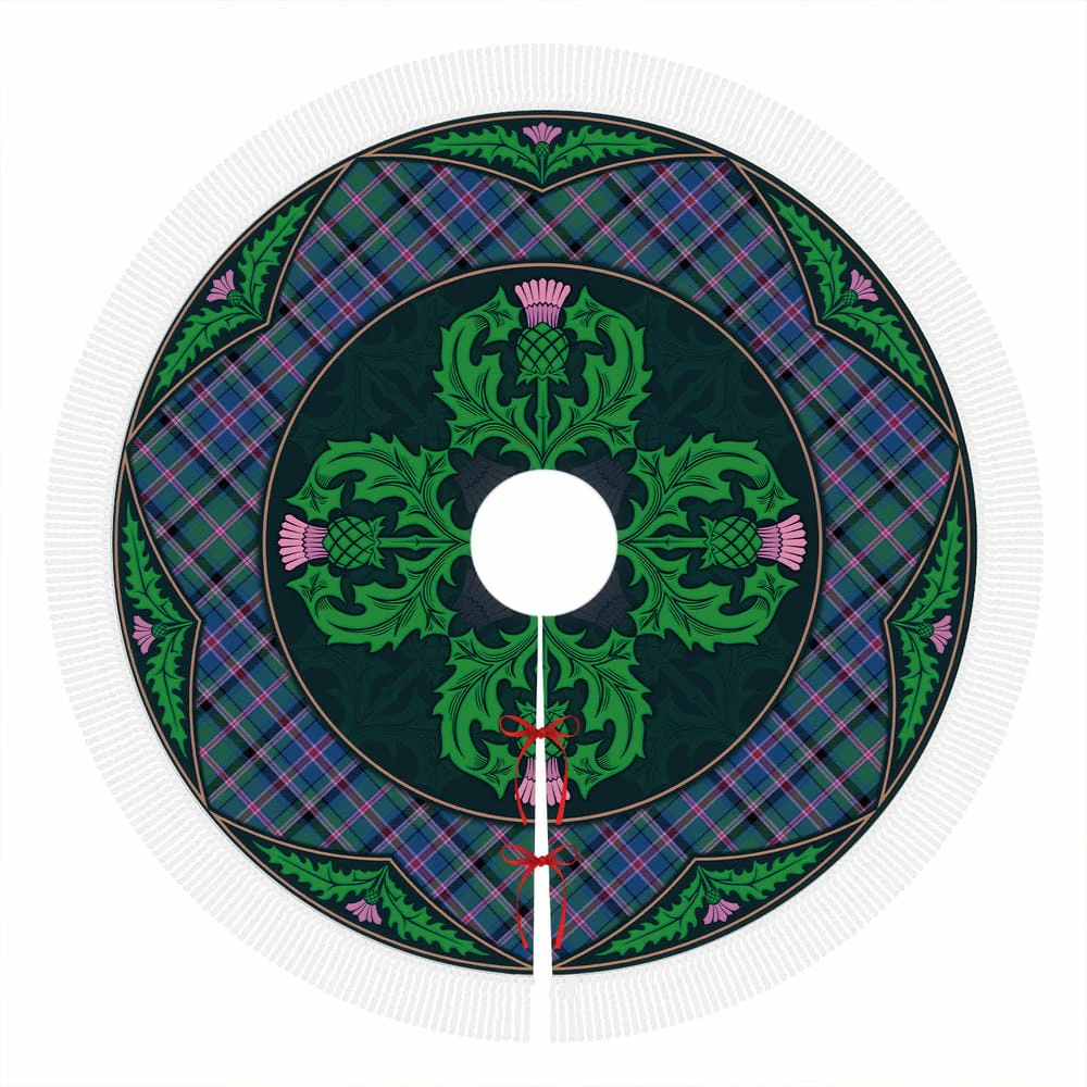 Scottish Cooper Ancient Tartan Christmas Tree Skirt Old Scottish Thistle Flower - Image 4
