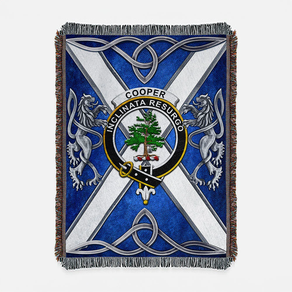 Scottish Cooper Clan Badge Woven Blanket Silver Rampant Lion Emblem