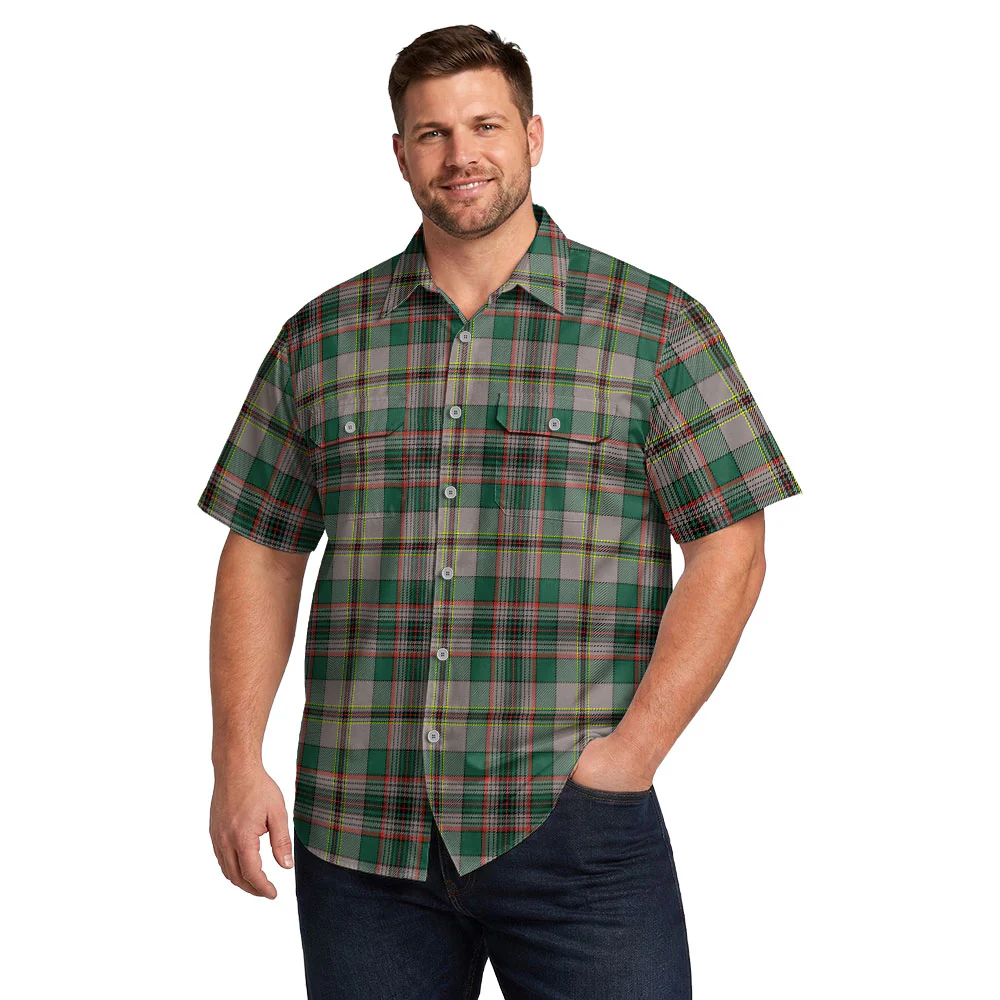 Scottish Craig Ancient Clan Badge Tartan Short Sleeve Work Shirt - Image 4
