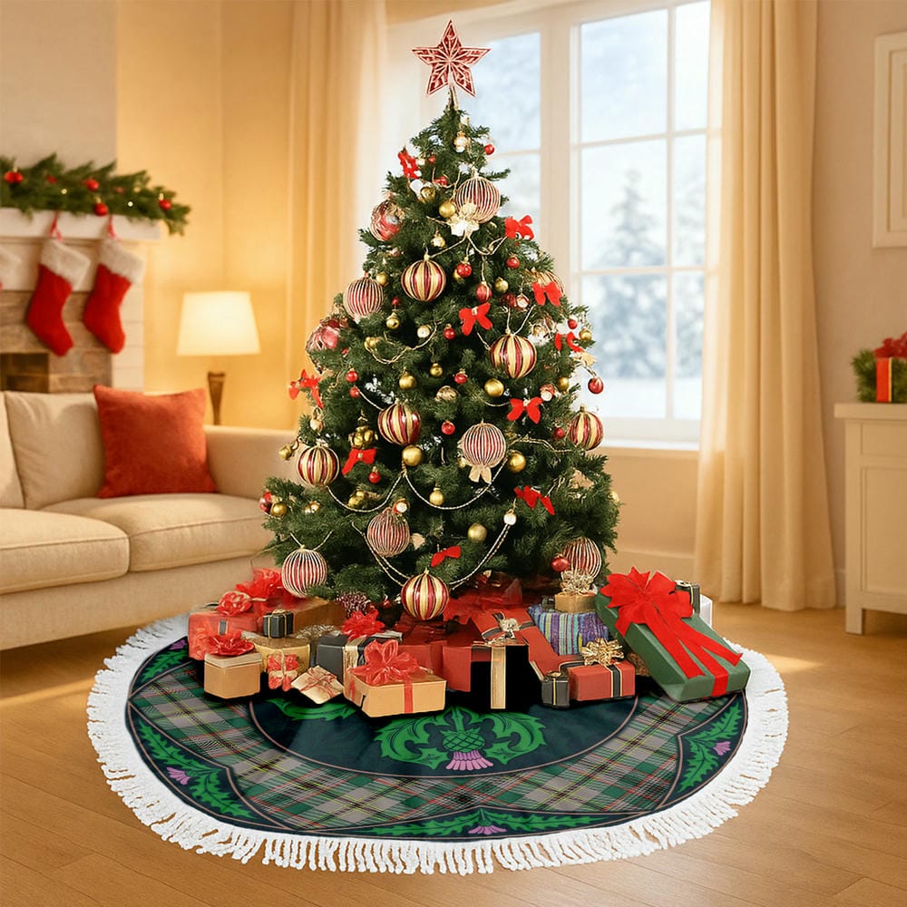 Scottish Craig Ancient Tartan Christmas Tree Skirt Old Scottish Thistle Flower - Image 6