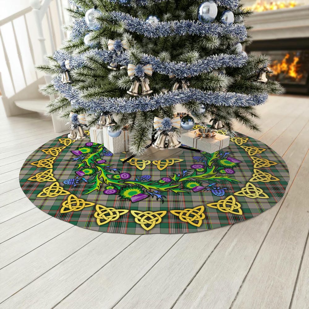 Scottish Craig Ancient Tartan Thistle Celtic Knot Christmas Tree Skirt - Image 3