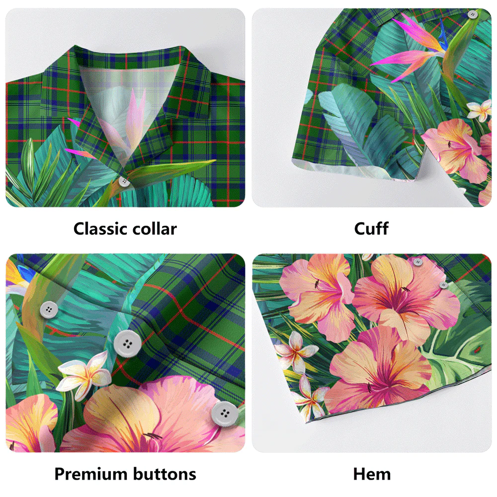 Scottish Cranstoun Clan Badge Tartan Hawaiian Shirt Bouquet Tropical Style - Image 5