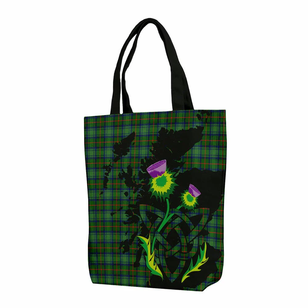 Scottish Cranstoun Tartan Canvas Bag With Shoulder Strap With Thistle