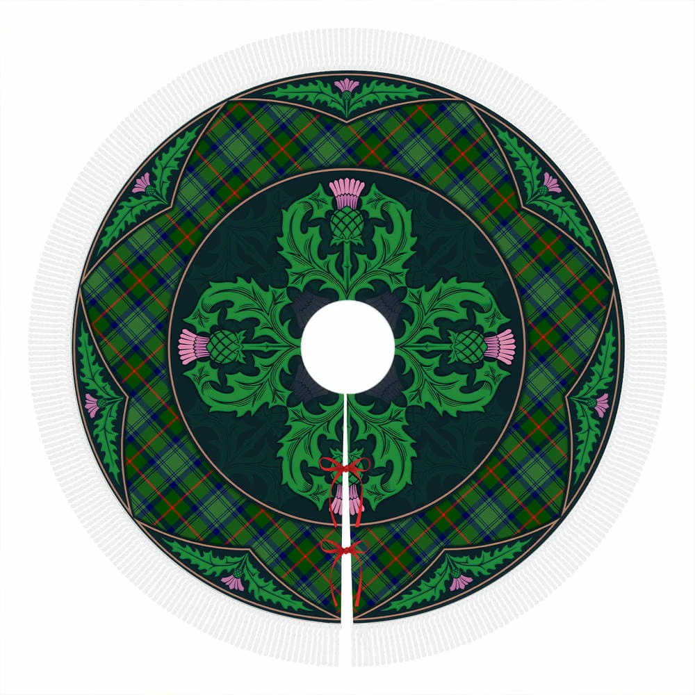 Scottish Cranstoun Tartan Christmas Tree Skirt Old Scottish Thistle Flower - Image 4