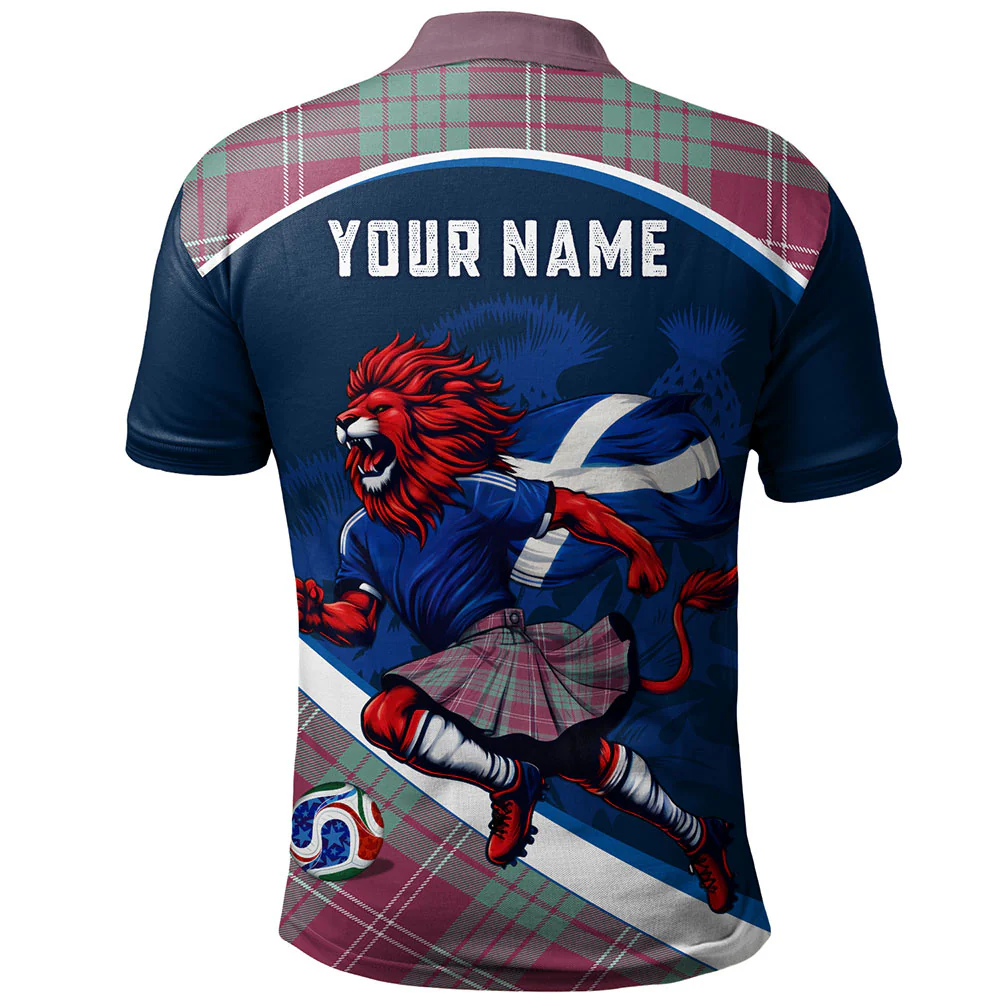 Scottish Crawford Ancient Clan Badge Tartan Polo Shirt Scotland Lion Brave Highland Spirit - Image 2