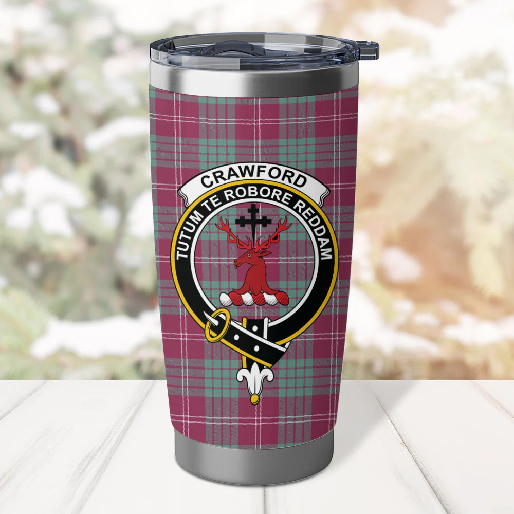Scottish Crawford Ancient Clan Badge Tartan Tumbler - Image 2