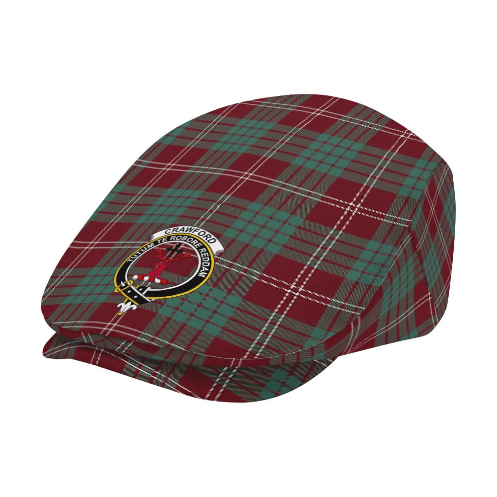Scottish Crawford Clan Badge Tartan Flat Cap - Image 2