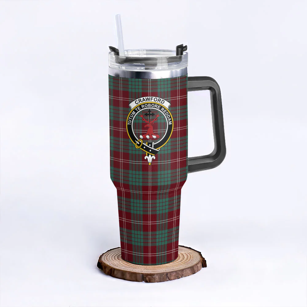 Scottish Crawford Modern Clan Badge Tartan 40oz Tumbler - Image 3