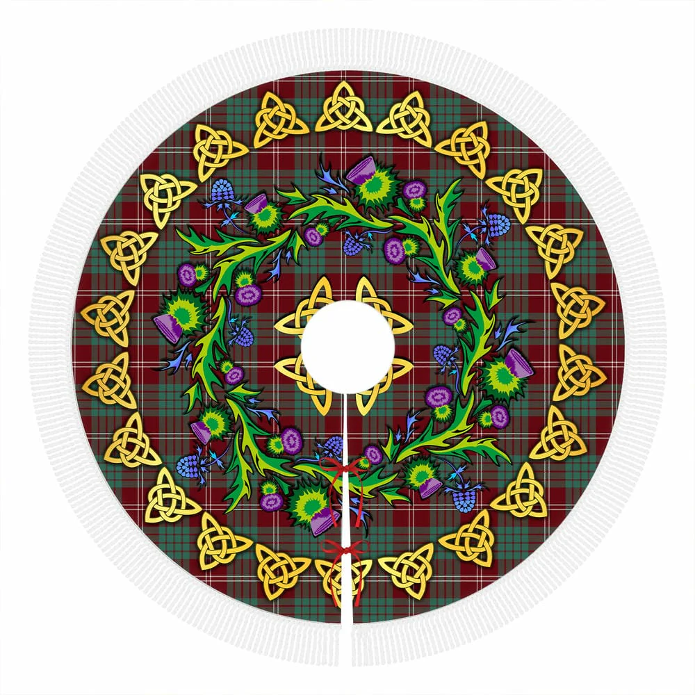 Scottish Crawford Modern Tartan Thistle Celtic Knot Christmas Tree Skirt - Image 4