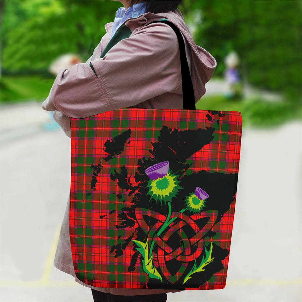 Scottish Crief District Tartan Canvas Bag With Shoulder Strap With Thistle - Image 2