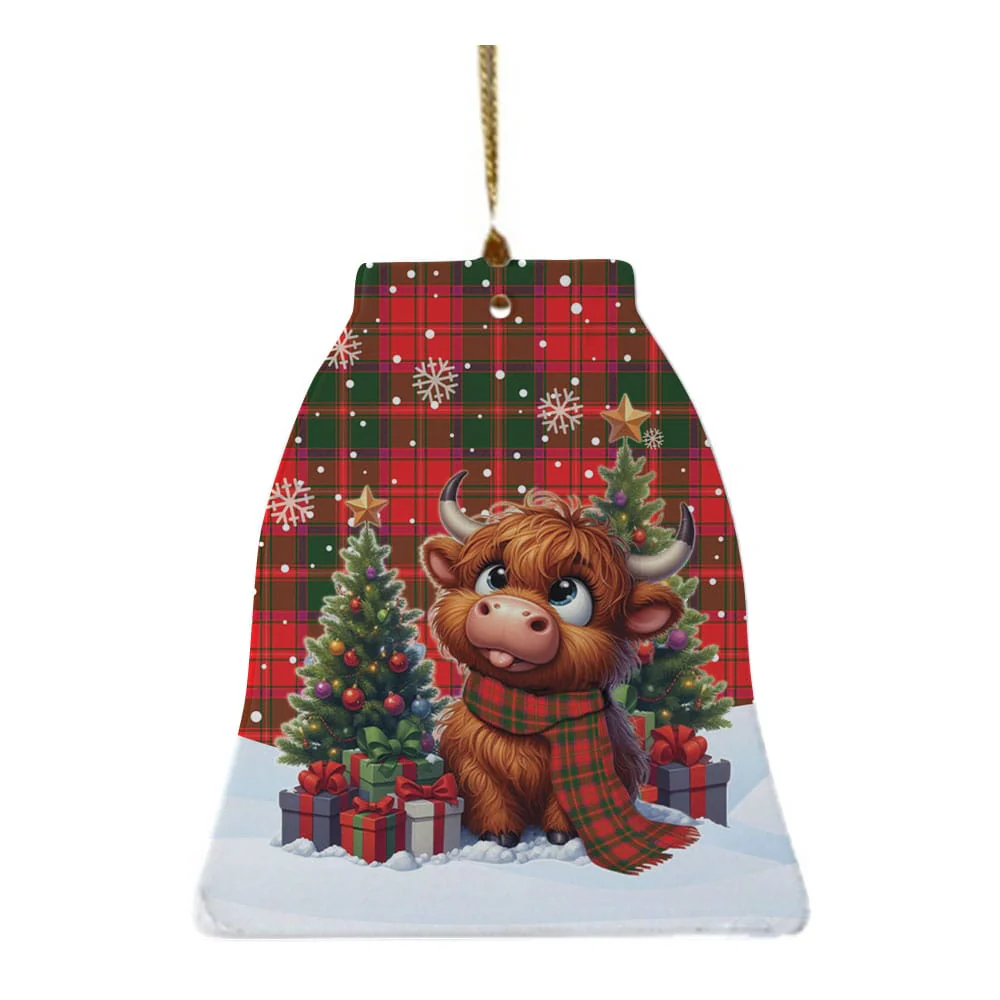 Scottish Crief District Tartan Ceramic Ornament Cute Highland Cow Christmas - Image 4