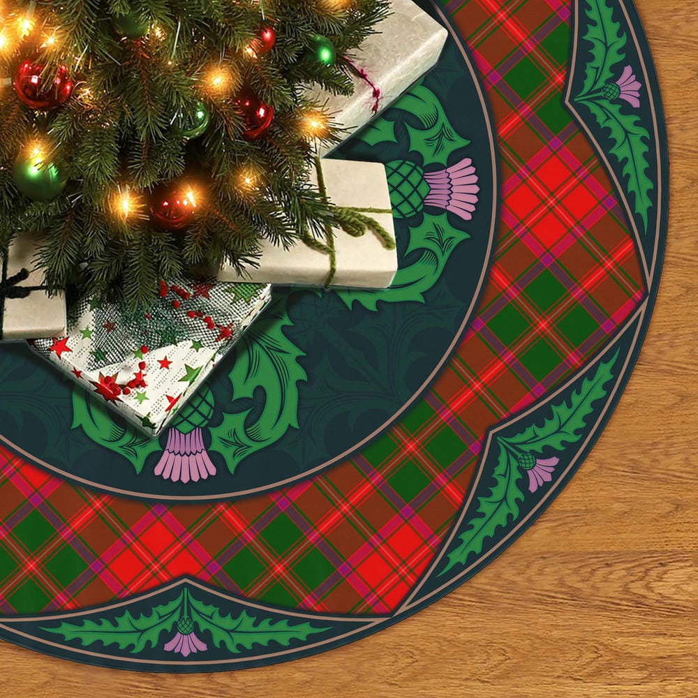 Scottish Crief District Tartan Christmas Tree Skirt Old Scottish Thistle Flower - Image 2