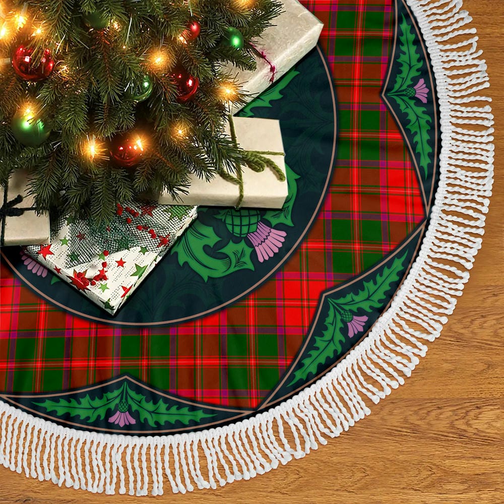 Scottish Crief District Tartan Christmas Tree Skirt Old Scottish Thistle Flower - Image 5