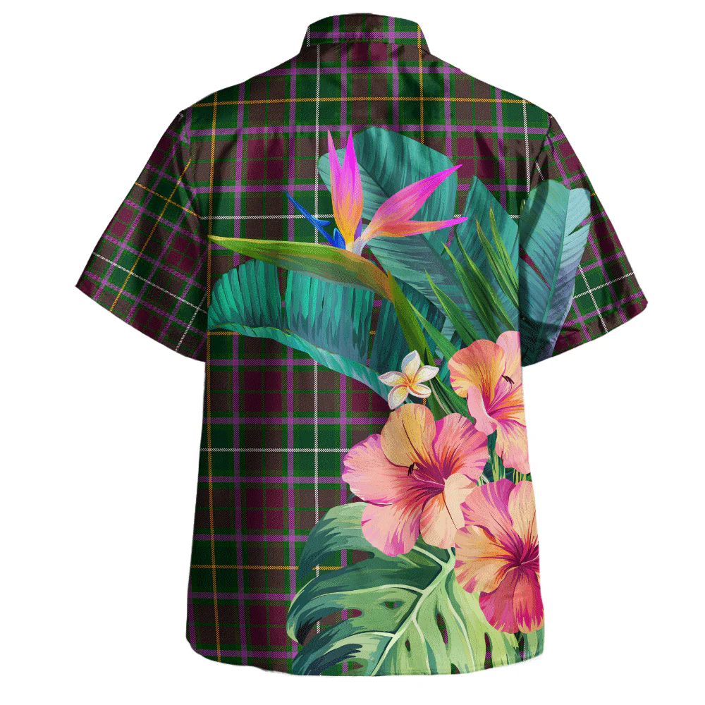Scottish Crosbie Clan Badge Tartan Hawaiian Shirt Bouquet Tropical Style - Image 4