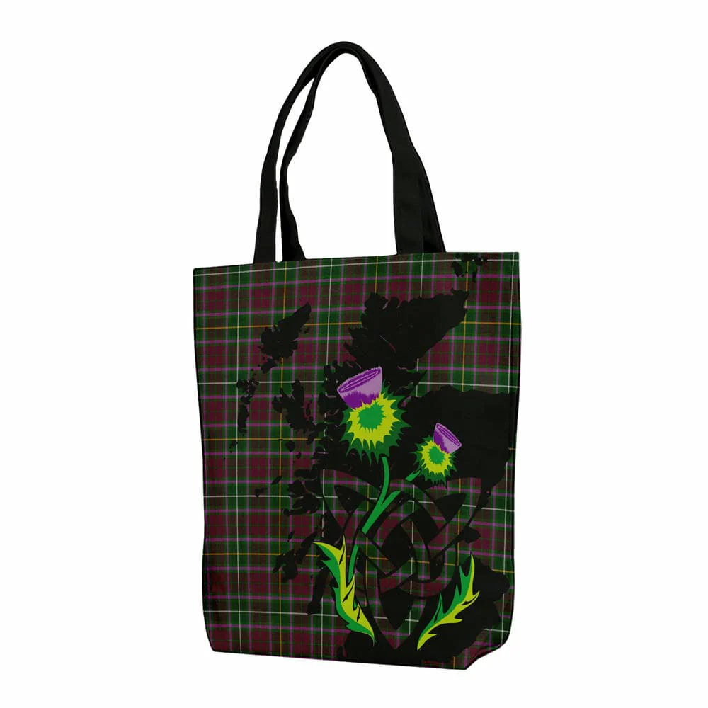 Scottish Crosbie Tartan Canvas Bag With Shoulder Strap With Thistle