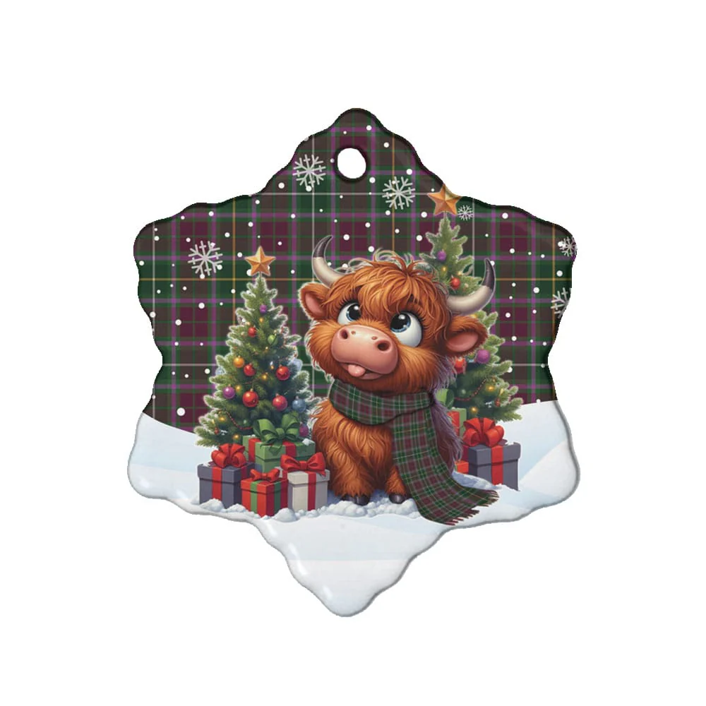 Scottish Crosbie Tartan Ceramic Ornament Cute Highland Cow Christmas - Image 6