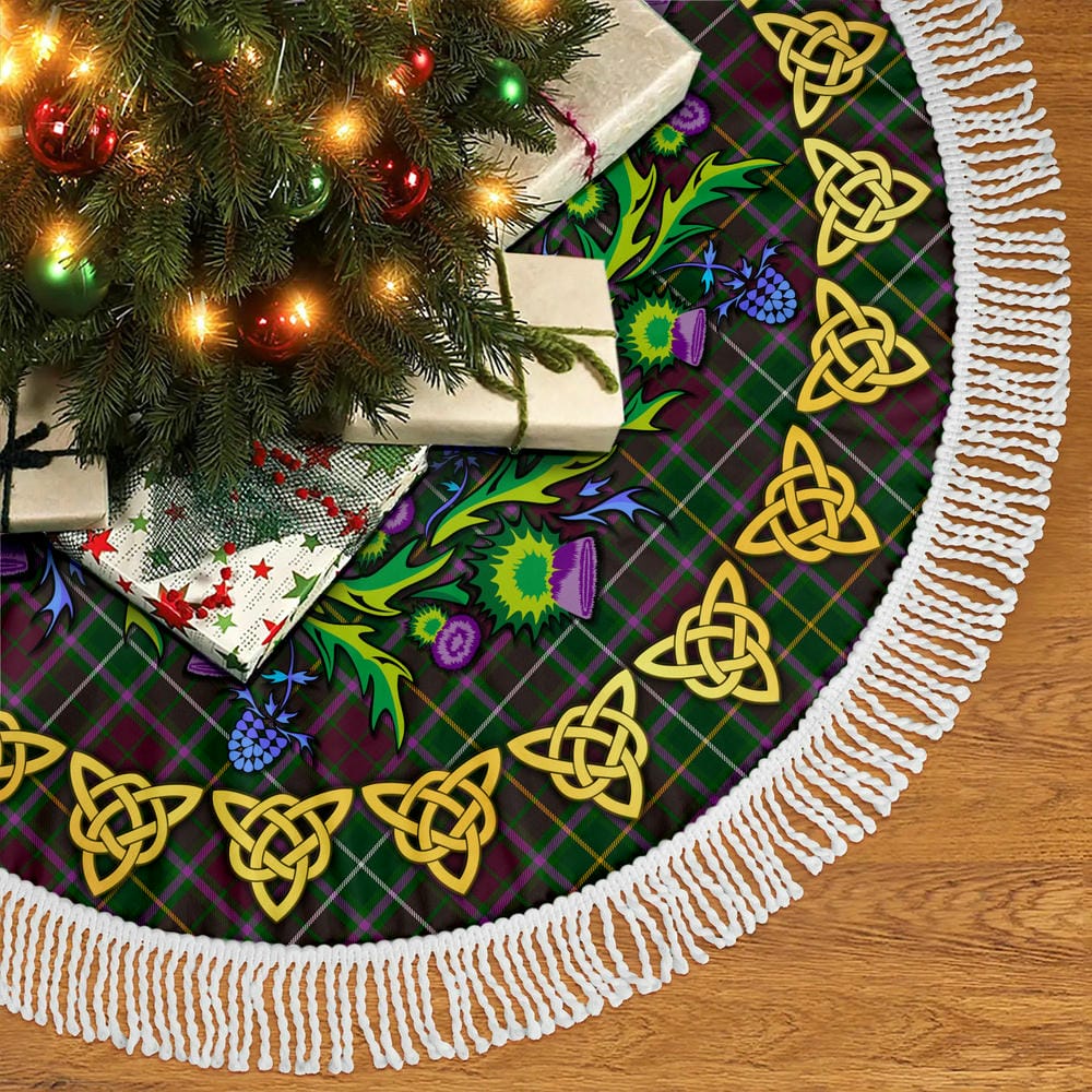 Scottish Crosbie Tartan Thistle Celtic Knot Christmas Tree Skirt - Image 5