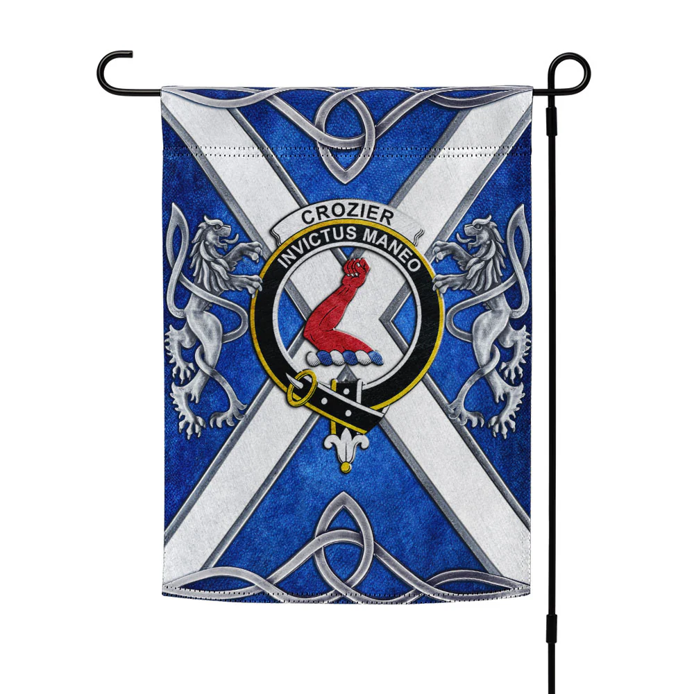 Scottish Crozier Clan Badge Garden Flag Silver Rampant Lion Emblem