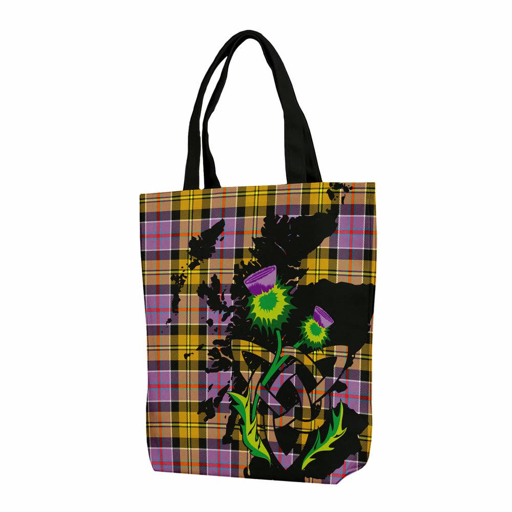 Scottish Culloden Ancient Tartan Canvas Bag With Shoulder Strap With Thistle