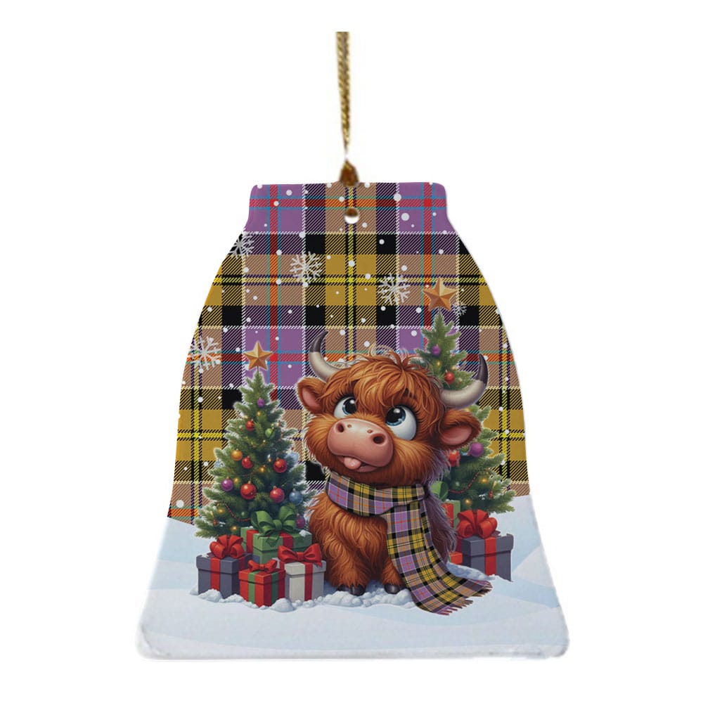 Scottish Culloden Ancient Tartan Ceramic Ornament Cute Highland Cow Christmas - Image 4