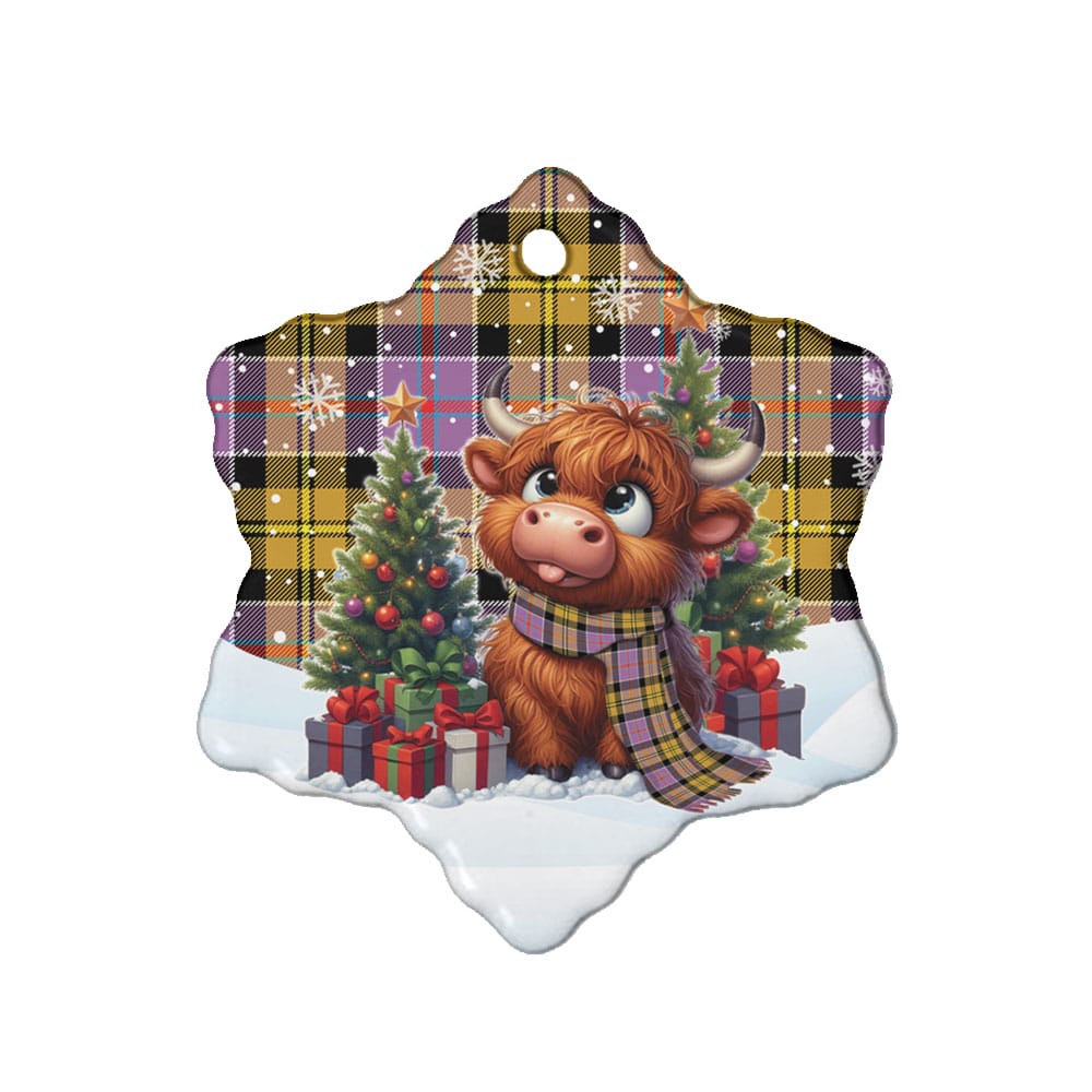Scottish Culloden Ancient Tartan Ceramic Ornament Cute Highland Cow Christmas - Image 6