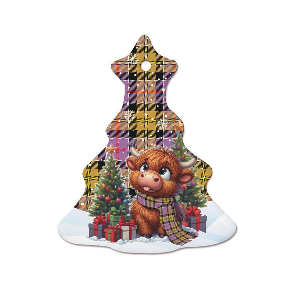 Scottish Culloden Ancient Tartan Ceramic Ornament Cute Highland Cow Christmas - Image 7