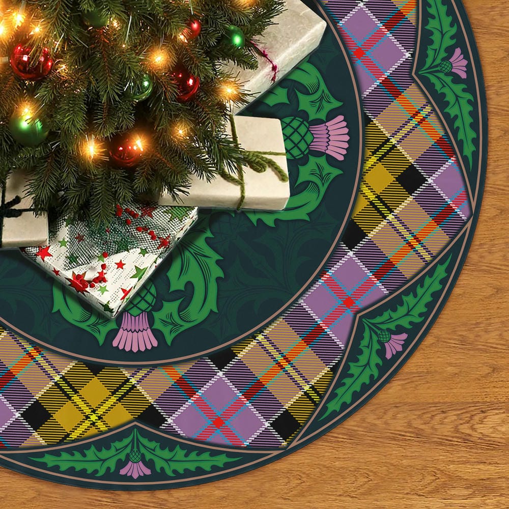 Scottish Culloden Ancient Tartan Christmas Tree Skirt Old Scottish Thistle Flower - Image 2