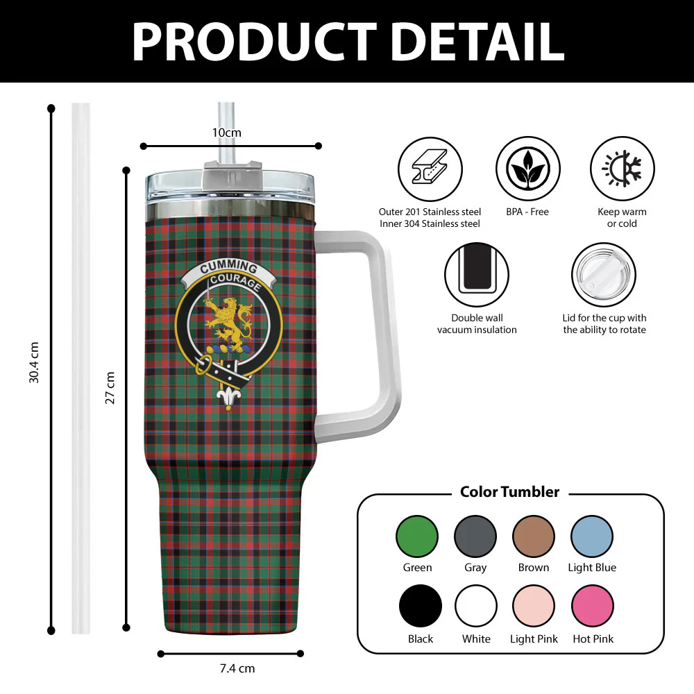 Scottish Cumming Hunting Ancient Clan Badge Tartan 40oz Tumbler - Image 2