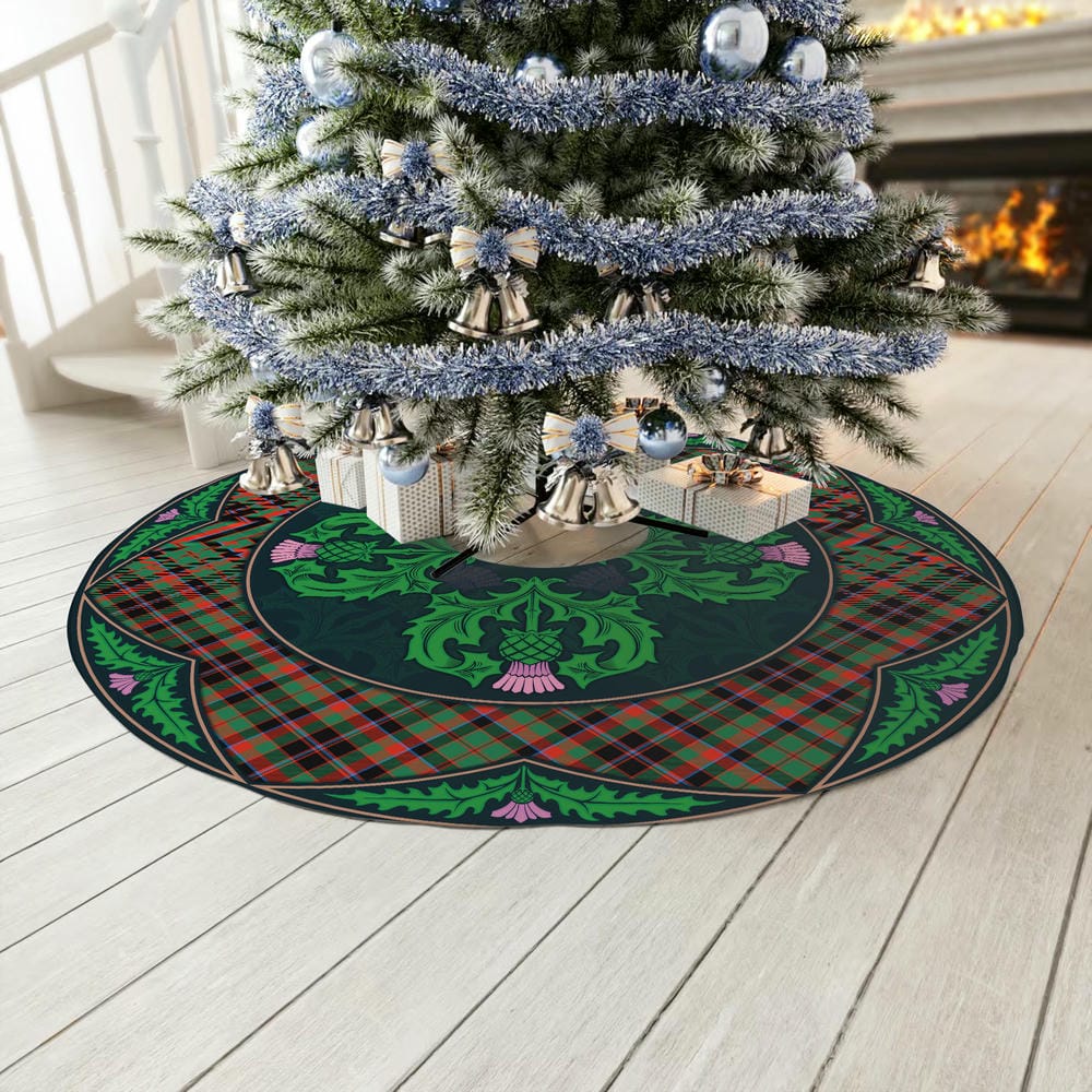 Scottish Cumming Hunting Ancient Tartan Christmas Tree Skirt Old Scottish Thistle Flower - Image 3