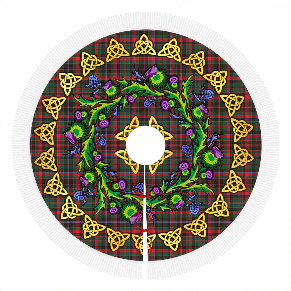 Scottish Cumming Hunting Modern Tartan Thistle Celtic Knot Christmas Tree Skirt - Image 4