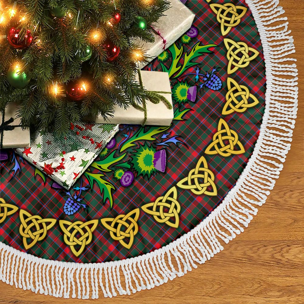 Scottish Cumming Hunting Modern Tartan Thistle Celtic Knot Christmas Tree Skirt - Image 5