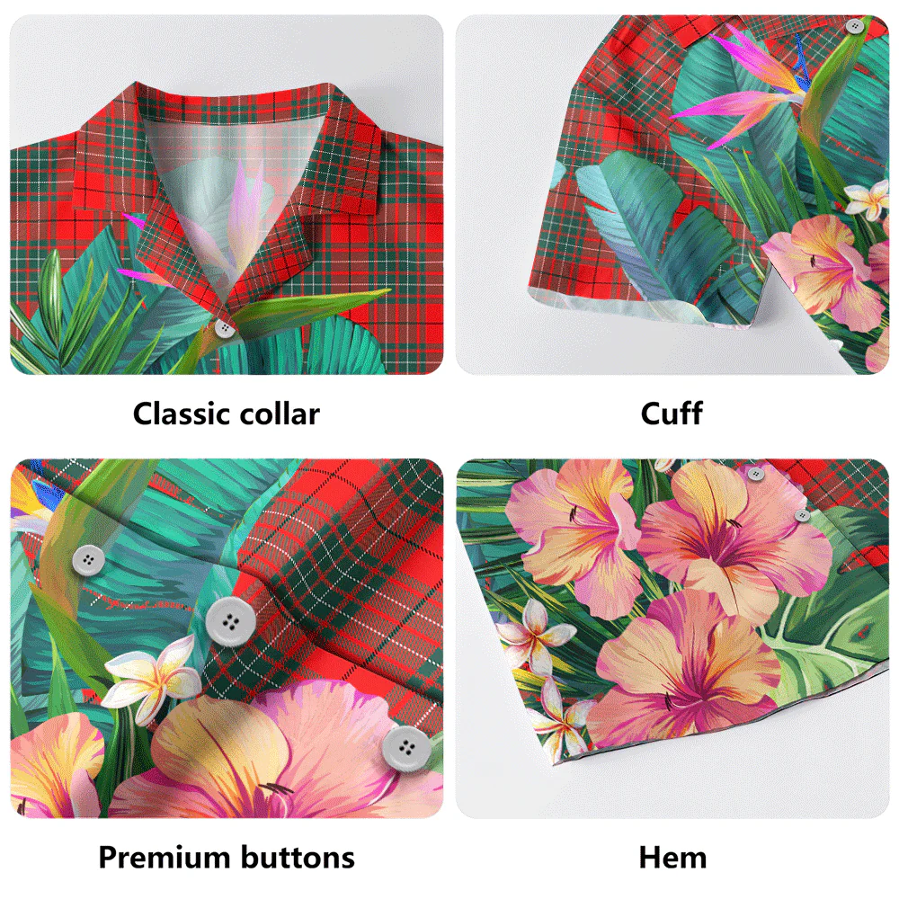 Scottish Cumming Modern Clan Badge Tartan Hawaiian Shirt Bouquet Tropical Style - Image 5