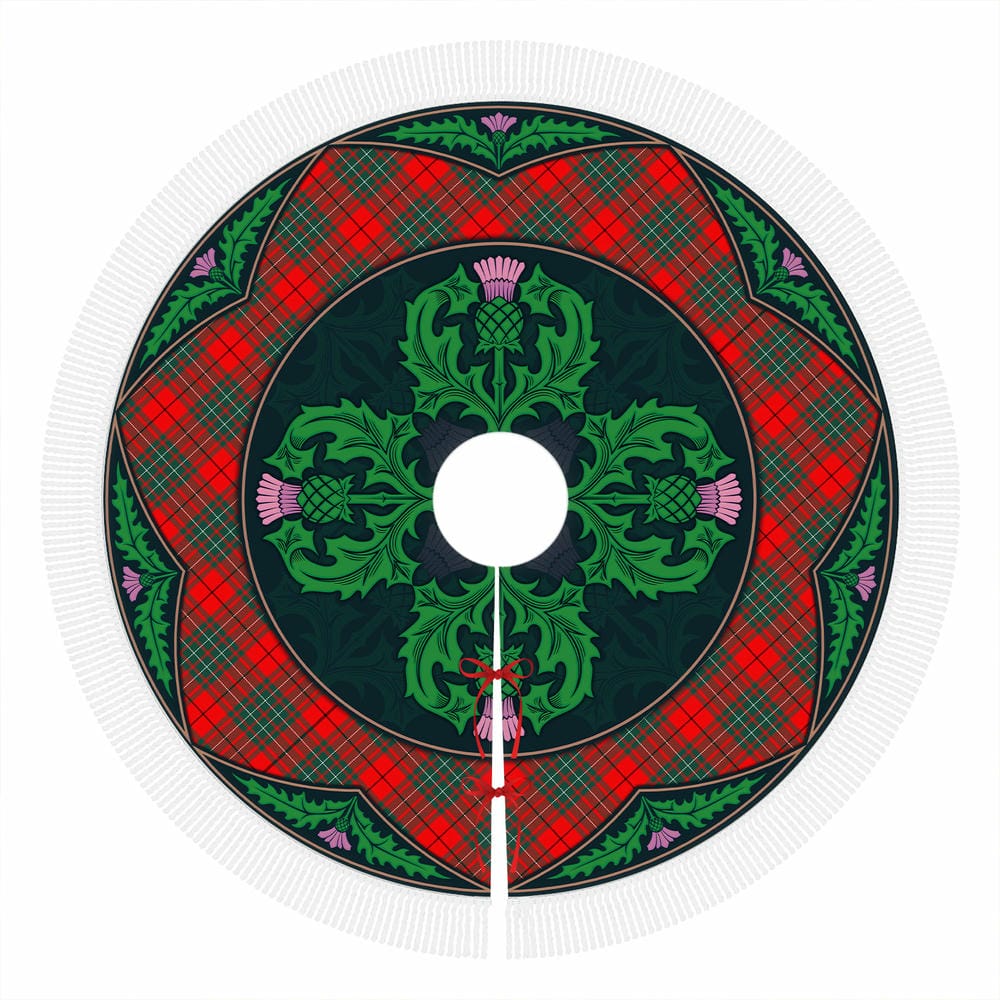 Scottish Cumming Modern Tartan Christmas Tree Skirt Old Scottish Thistle Flower - Image 4